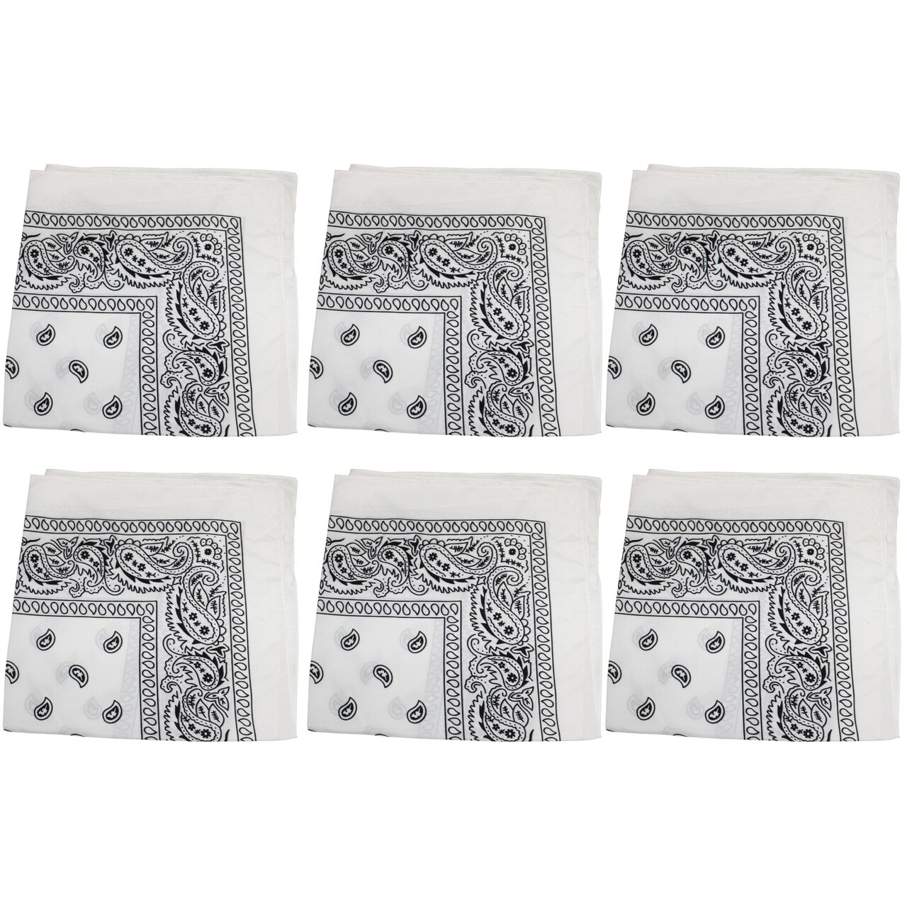 6 Pack Cotton Paisley Bandanas Multi-Purpose Accessories Everyday Use